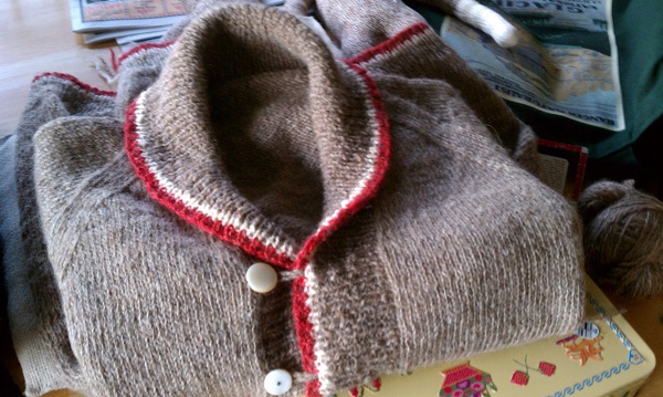 Brownstone sweater handspun/handknit
